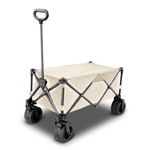 KILIROO Folding Wagon Trolley Cart with Wide Wheels and Rear Tail Gate (Khaki)