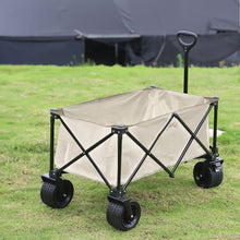 KILIROO Folding Wagon Trolley Cart with Wide Wheels and Rear Tail Gate (Khaki)