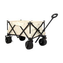 KILIROO Folding Wagon Trolley Cart with Wide Wheels and Rear Tail Gate (Khaki)