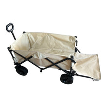 KILIROO Folding Wagon Trolley Cart with Wide Wheels and Rear Tail Gate (Khaki)