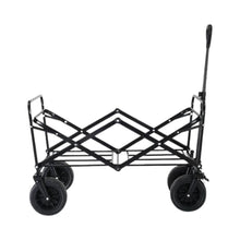 KILIROO Folding Wagon Trolley Cart with Wide Wheels and Rear Tail Gate (Khaki)