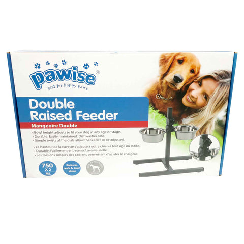 Double Raised Dog Bowl Stand 750ml Pet Cat Elevated Adjustable Food Water Feeder