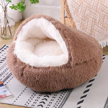 PawfectFriend Cozy Burrowing Cave Pet Bed for Dogs Cats Kitten Plush Warm Soft Sleeping Nest - coffee small