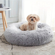 Medium-50cm pink PawfectFriend Dog Pet Cat Calming Bed Plush Beds Large Fluffy Donut Comfy Cushion Puppy Mat