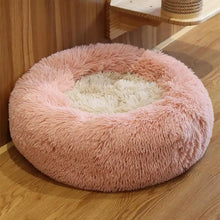 Medium-50cm pink PawfectFriend Dog Pet Cat Calming Bed Plush Beds Large Fluffy Donut Comfy Cushion Puppy Mat